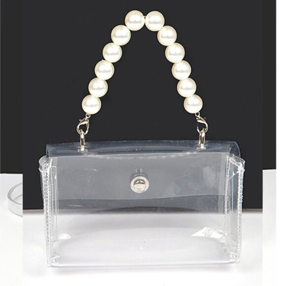 BNWT Brand New Transparent Pearl Handle Stadium Bag Cleared Bag - Picture 2 of 6